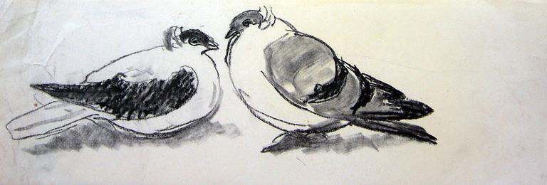 Deux pigeons en tête à tête (étude) [titre attribué]_0