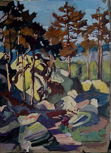 Roches et sapins : forêt de Fontainebleau [titre attribué]_0