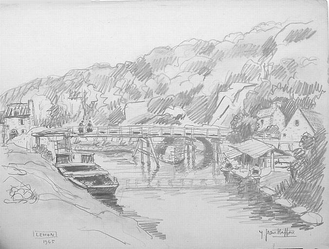 Le pont de Léhon détruit ; 1945 [titre attribué]_0