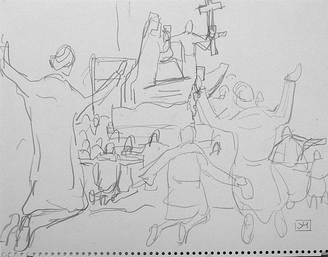 Prière à Notre-Dame de Boulogne ; Adoration du char (ancien titre, croquis) [titre attribué]_0