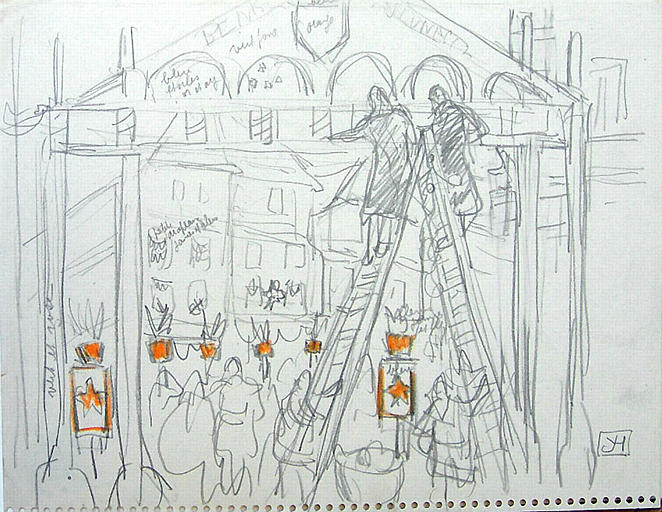 Préparation d'un portique (esquisse) [titre attribué]_0