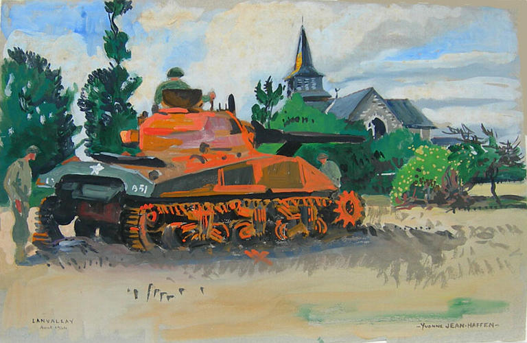 Char américain à Lanvallay ; Août 1944 [titre attribué]_0