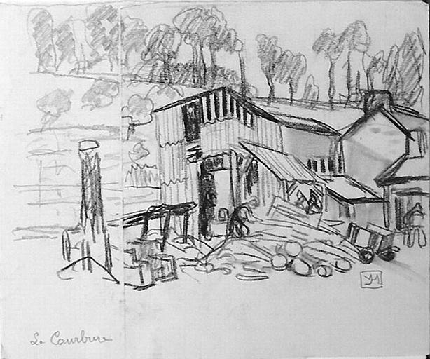 La cour de l'usine Norman (esquisse) [titre attribué]_0