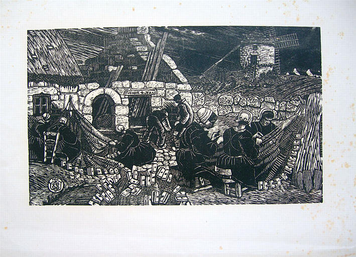 Ravaudeuses de filets à Douarnenez (titre d'origine) , dit Moulin et ravaudeuses [titre attribué]_0