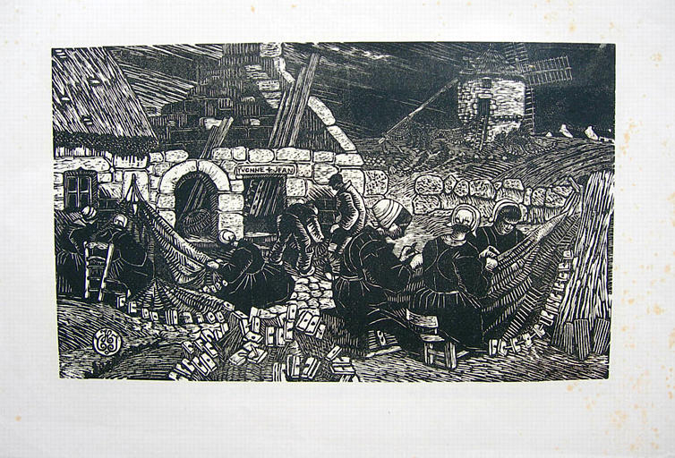 Ravaudeuses de filets à Douarnenez (titre d'origine) , dit Moulin et ravaudeuses [titre attribué]_0