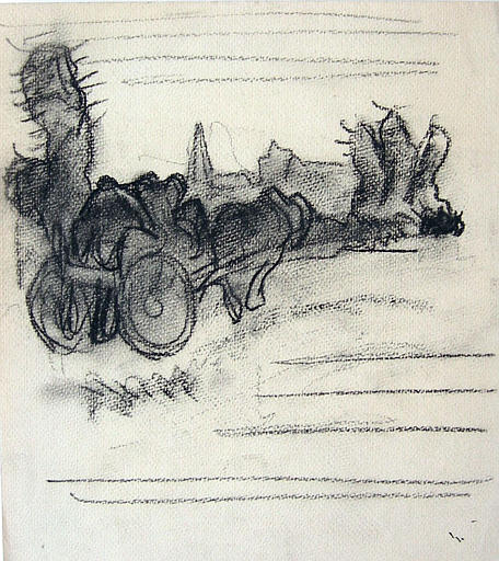 Charrette à cheval (croquis mise en page) [titre attribué]_0