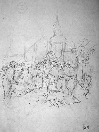 Prés de la balance : marché aux veaux (croquis) [titre attribué]_0