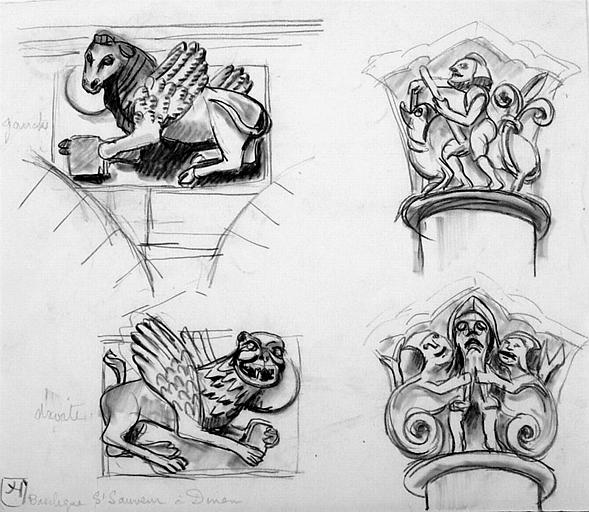 Etude de motifs sculptés : église St Sauveur de Dinan [titre attribué]_0
