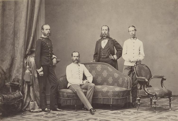 L'empereur François Joseph Ier (1830-1916), l'archiduc Charles-Louis, l'archiduc Louis-Victor, l'archiduc Maximilien (1832-1867), depuis empereur du Mexique (1864-1867)_0