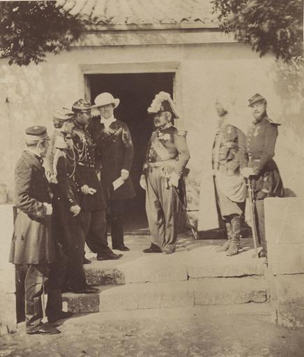 Group at Head Quarters, Lord Burgleish, aide de camp col. Vico, Lord Raglan, Pelissier, aide de camp, Spahi, Feb.y 29 th 1856_0