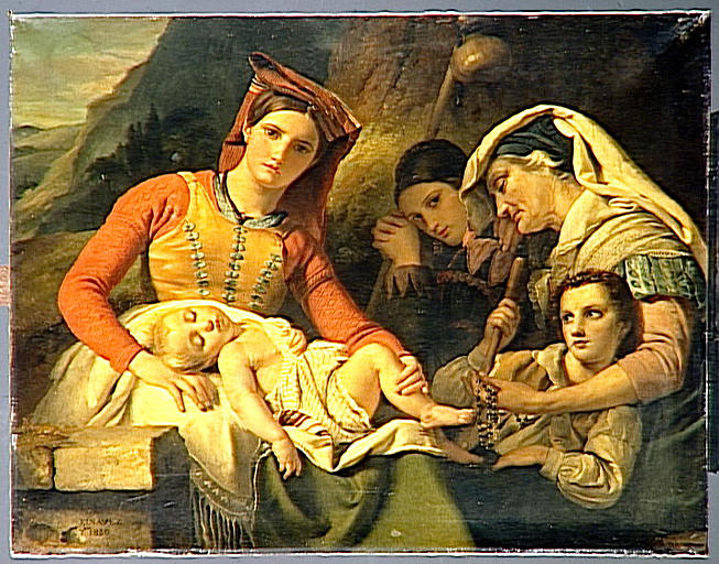 FAMILLE ITALIENNE dit aussi REPOS DE PAYSANS DANS LA CAMPAGNE DE ROME_0