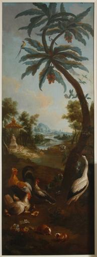 Paysage avec poules et coqs, cochons d'Inde, avocette_0