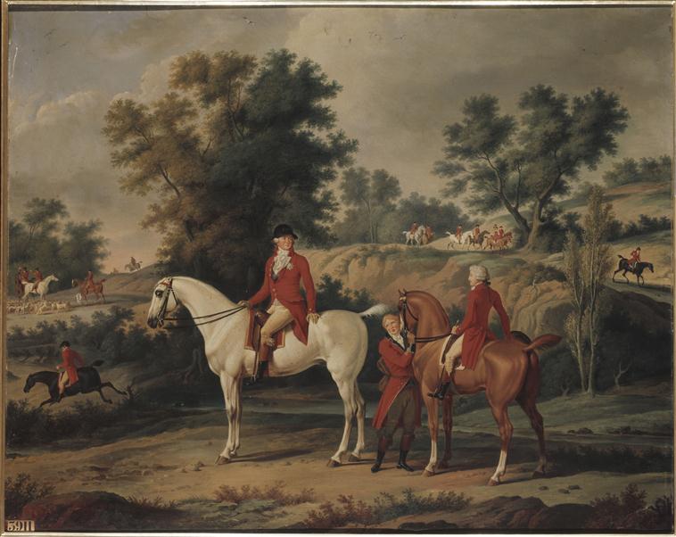 Le duc d'Orléans et son fils, le duc de Chartres, à un rendez-vous de chasse en 1787, dit aussi Le départ pour la chasse_0