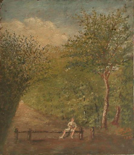 Homme assis sur une barrière_0