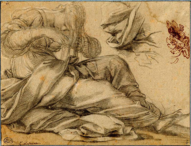 ETUDE DE FEMME DRAPEE ET ASSISE, Eustache Lesueur, 1637-1655