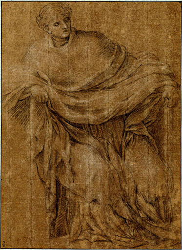 ETUDE D'UN PERSONNAGE DRAPE ET ASSIS, Eustache Lesueur, 1645-1648