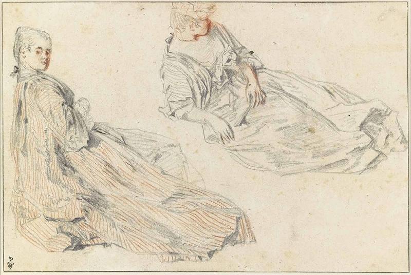Deux études d'une femme assise à terre_0
