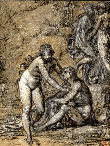 Daphnis et Chloé ; Le bain (recto) ; L'Amour séduit l'innocence, le plaisir l'entraîne, le repentir suit (verso)_0
