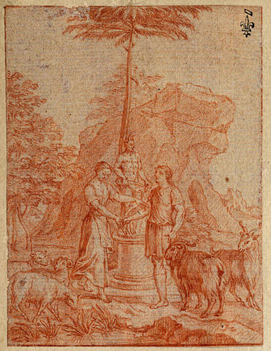 Episodes des amours pastorales de Daphnis et Chloé : Serment de Daphnis sur les chèvres_0