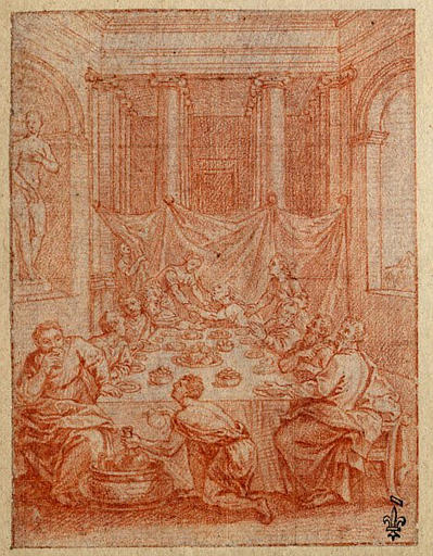 EPISODE DES AMOURS PASTORALES DE DAPHNIS ET CHLOE : FESTIN POUR RETROUVER LES VRAIS PARENTS DE CHLOE GRACE AUX ENSEIGNES (DANS LE CHAUDRON)_0
