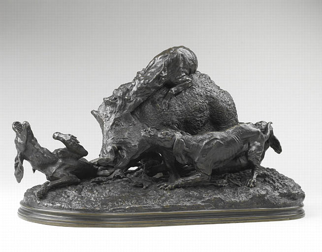 Hallali du sanglier, Pierre Jules Mene, 1846