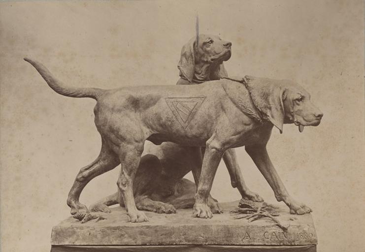 Deux des chiens de Chantilly par Auguste Cain_0