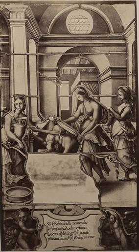 Vitrail de la Galerie de Psyché au château de Chantilly, provenant d'Ecouen : Psyché parfumant ses cheveux. 10_0