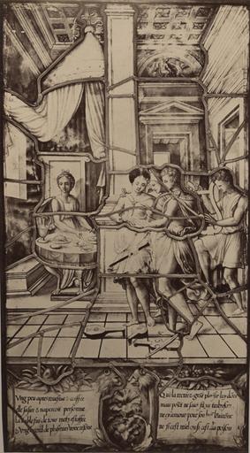 Vitrail de la Galerie de Psyché au château de Chantilly, provenant d'Ecouen : le concert. 11_0