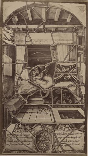 Vitrail de la Galerie de Psyché au château de Chantilly, provenant d'Ecouen : Psyché et Cupidon. 12_0