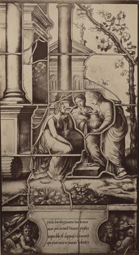 Vitrail de la Galerie de Psyché au château de Chantilly, provenant d'Ecouen : Psyché montre ses trésors à ses soeurs. 16_0