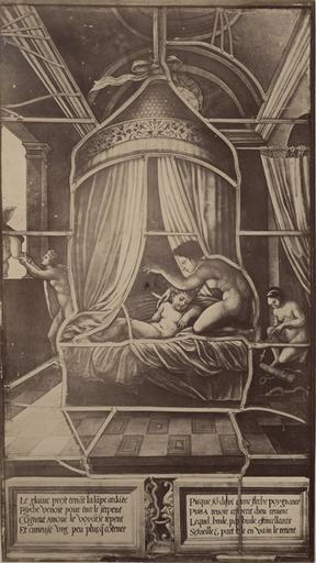 Vitrail de la Galerie de Psyché au château de Chantilly, provenant d'Ecouen : Psyché découvre son époux. 18_0