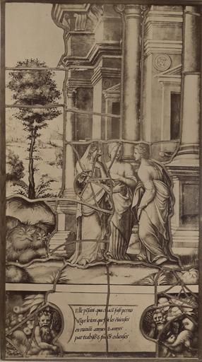 Vitrail de la Galerie de Psyché au château de Chantilly, provenant d'Ecouen : les deux soeurs tentent de rejoindre le palais où elles pensent que Cupidon les épousera. 21_0