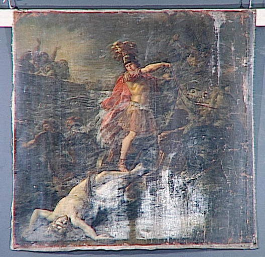 Achille trainant le corps d'Hector devant les murs de Troie et sous les yeux de Priam et d'Hécube, qui implorent le vainqueur_0