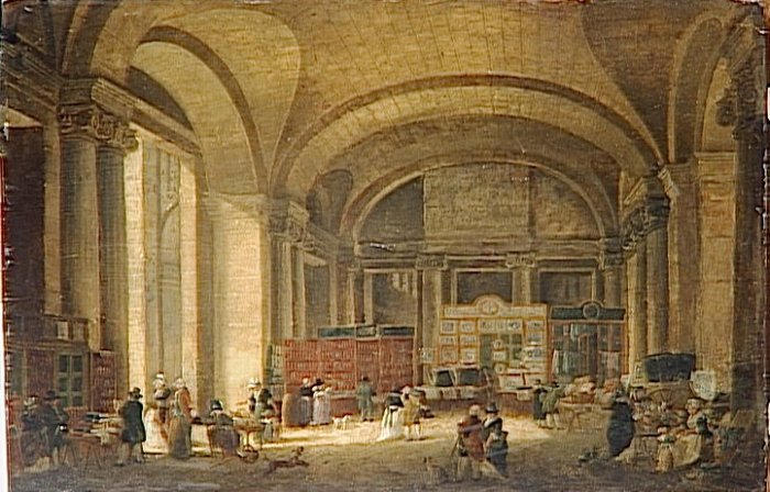 Les marchands d'estampes sous le guichet de la Colonnade_0