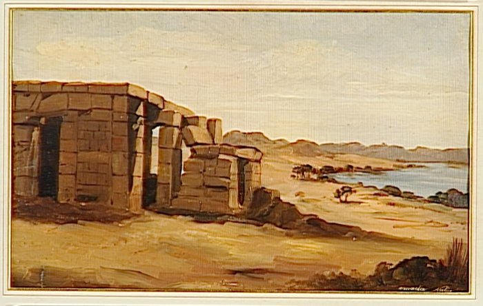 Paysage égyptien : vue du temple d'Amada, Nubie_0