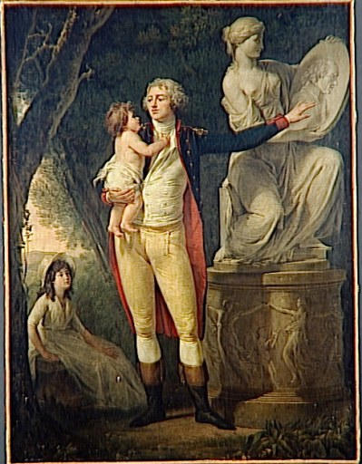 Portrait d'un révolutionnaire montrant une statue à sa fille_0