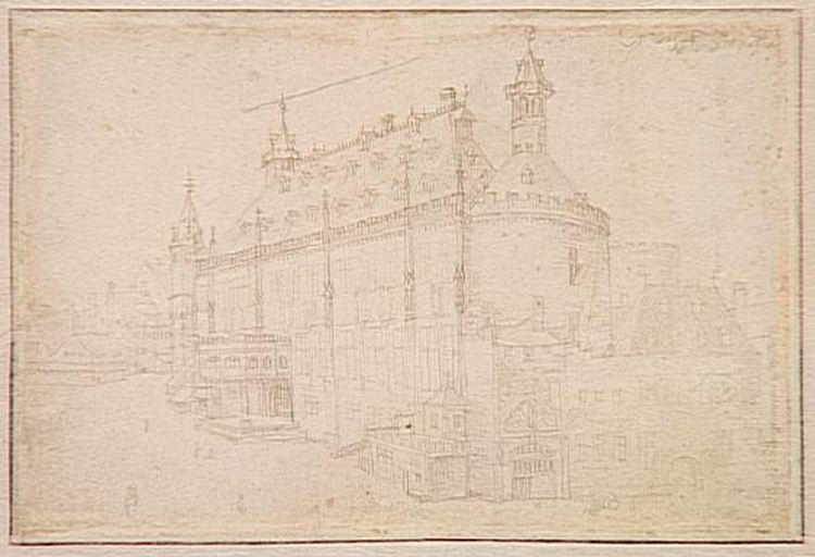 Le voyage aux Pays-Bas ; L'hôtel de ville d'Aix la Chapelle (recto) ; Caspar Sturm devant un paysage fluvial (verso)_0