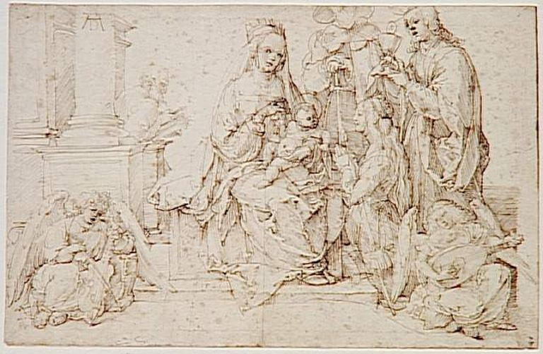 Vierge à l'Enfant entourée d'anges et de saints_0