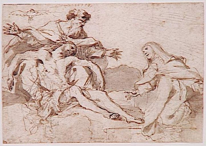 La Trinité adorée par une femme agenouillé (recto) ; La Trinité (verso)_0
