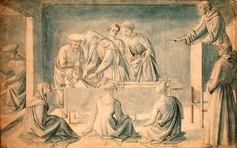 Miracle de Saint-Antoine de Padoue (recto) ; Figure d'homme assis de trois-quarts vers la gauche ; femme( ?) debout, de face (verso)_0