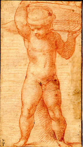 Un putto nu, un chapeau sur la tête, portant une corbeille sur les épaules (recto) ; Le bas d'une jambe droite, le pied dans un étrier et un avant-bras droit tenant un objet (verso)_0