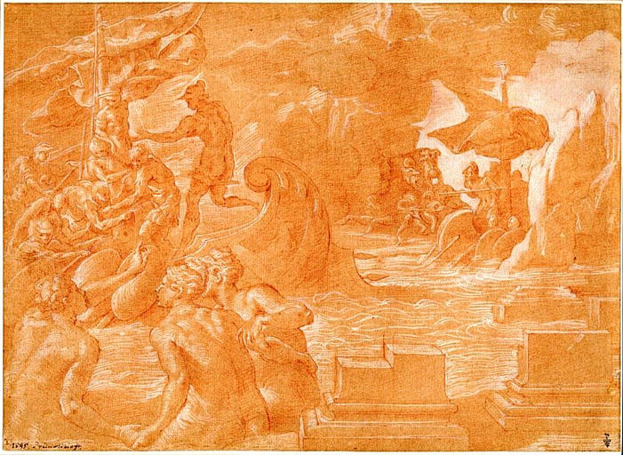 Ulysse affrontant les sirènes et franchissant le détroit de Charybde et Scylla_0