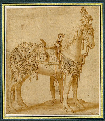 Cheval caparaçonné tenu par un page, Nicolo Dell' Abate, 1555-1570