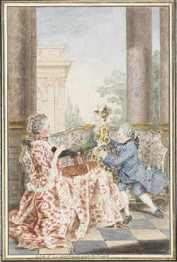 La belle Mme Caze, femme du fermier général, et ses enfants_0