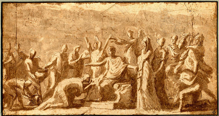 La continence de Scipion (recto) ; Figure nue de trois-quarts à droite et tête caricaturale (verso)_0