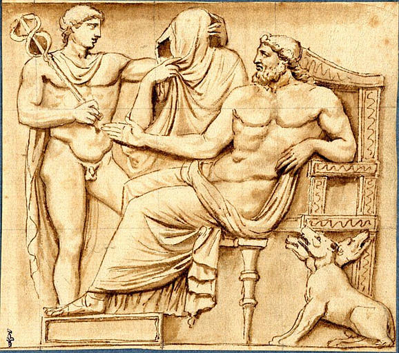 Mercure rend visite à Proserpine voilée et à Pluton aux enfers, d'après l'antique_0