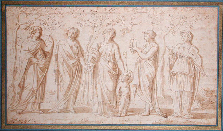 L'amour et cinq muses, d'après Jules Romain (recto); Jupiter présidant au mariage d'Hercule et Hébé (verso)_0