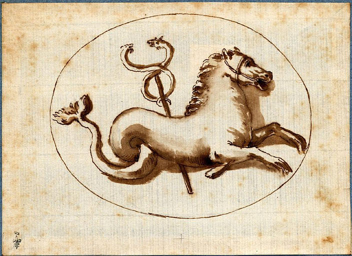 Cheval marin et caducée, d'après l'antique_0