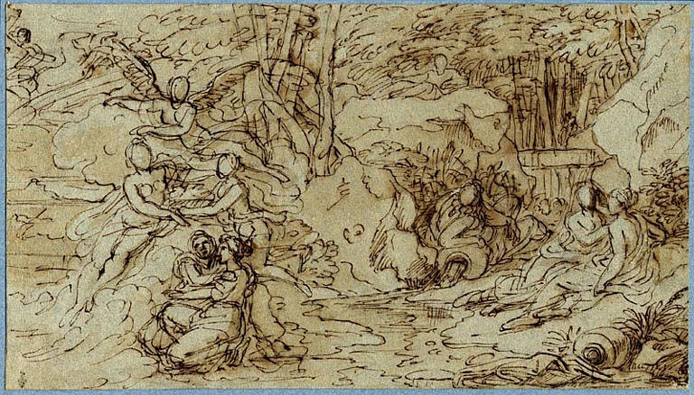 Nymphes et dieu fleuve dans un paysage_0