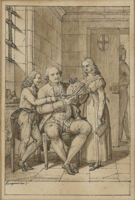 LOUIS XVI AU TEMPLE ENSEIGNANT LA COSMOGRAPHIE A SES ENFANTS_0